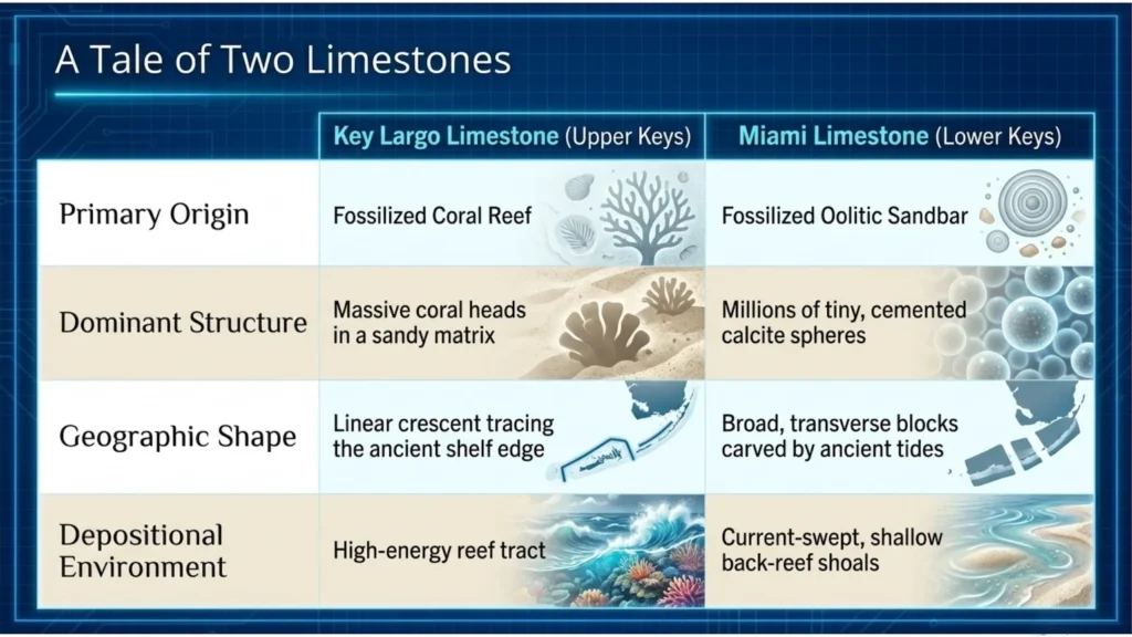 Chart depicting the differences between Miami and LArgo Limestone