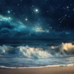 Waves crashing on the shore